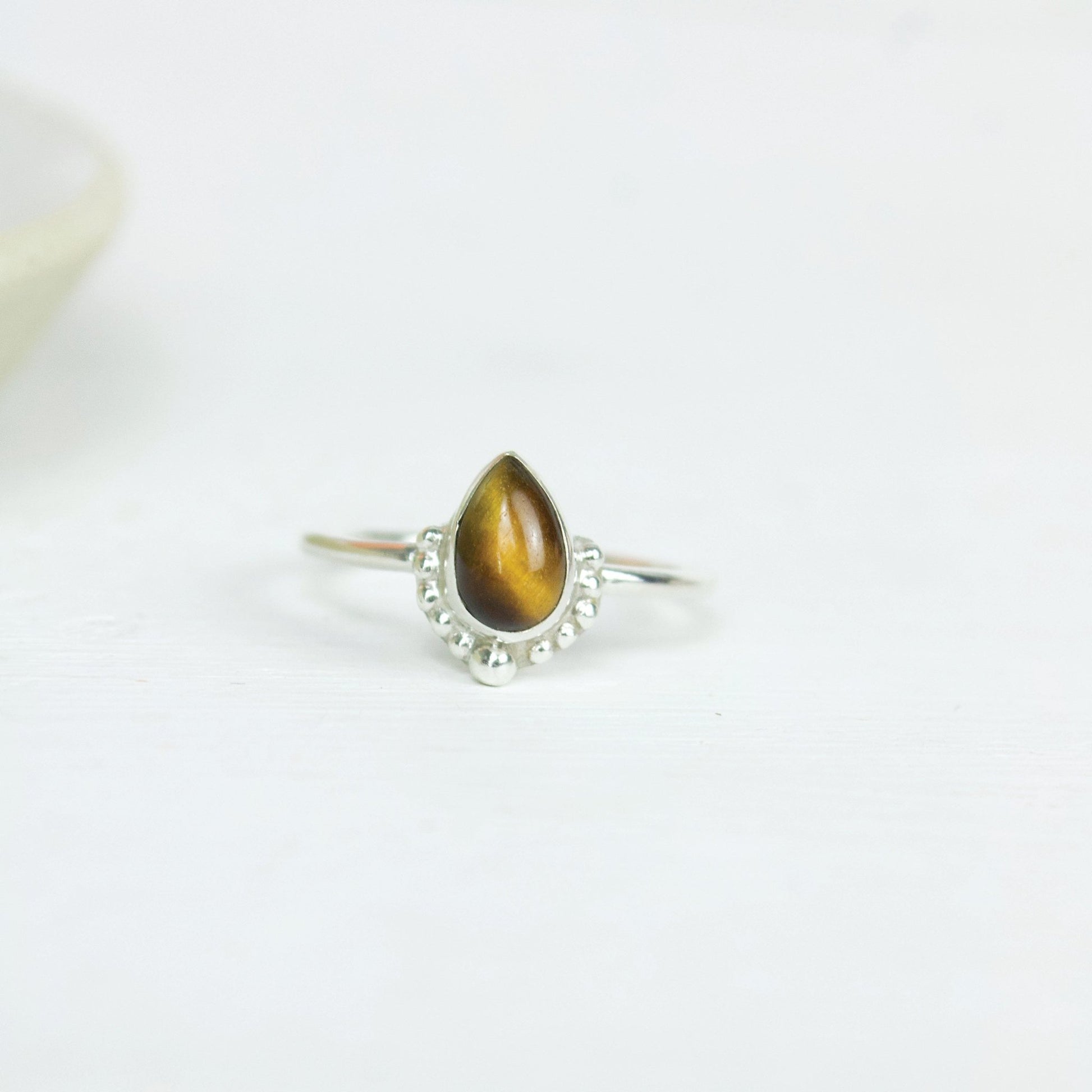 "Fate" Tiger's Eye Tear Drop Ring | Love + Lark - Muse + Moonstone