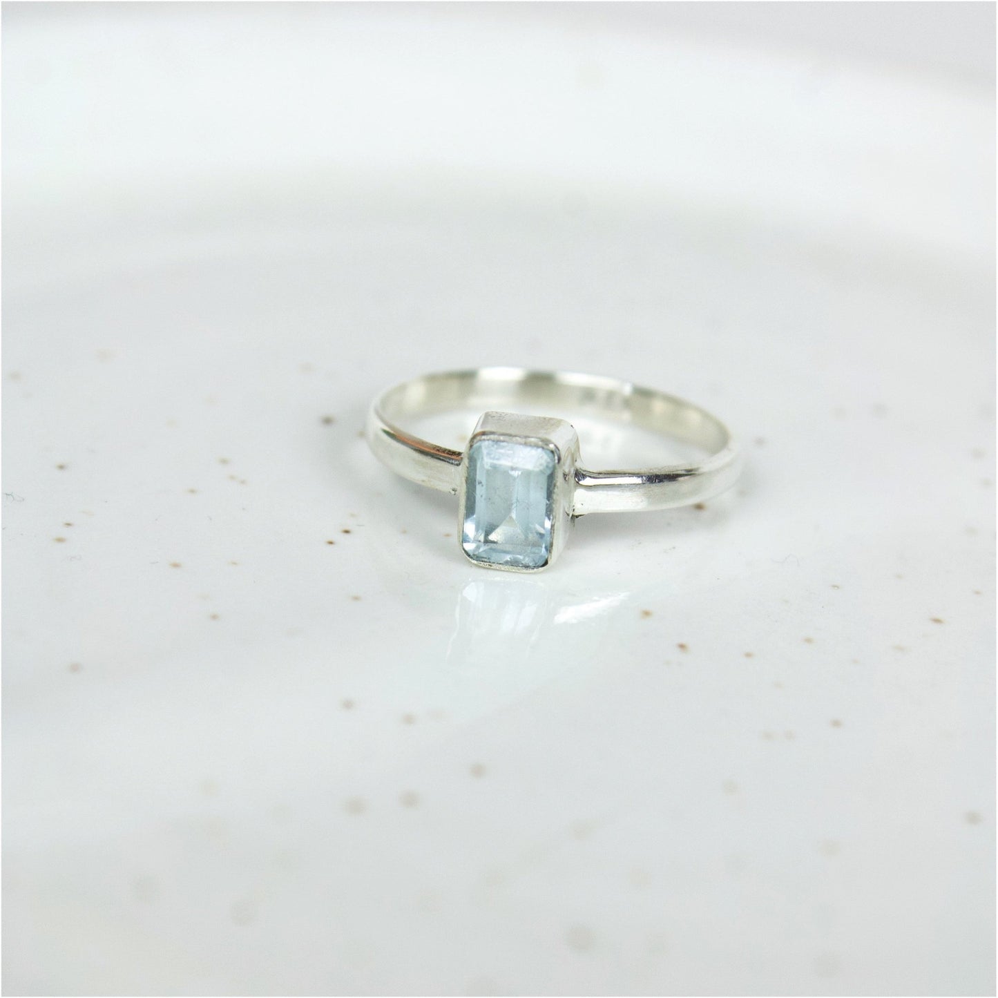 "Serendipity" Bezel Cut Blue Topaz Ring | Love + Lark - Muse + Moonstone