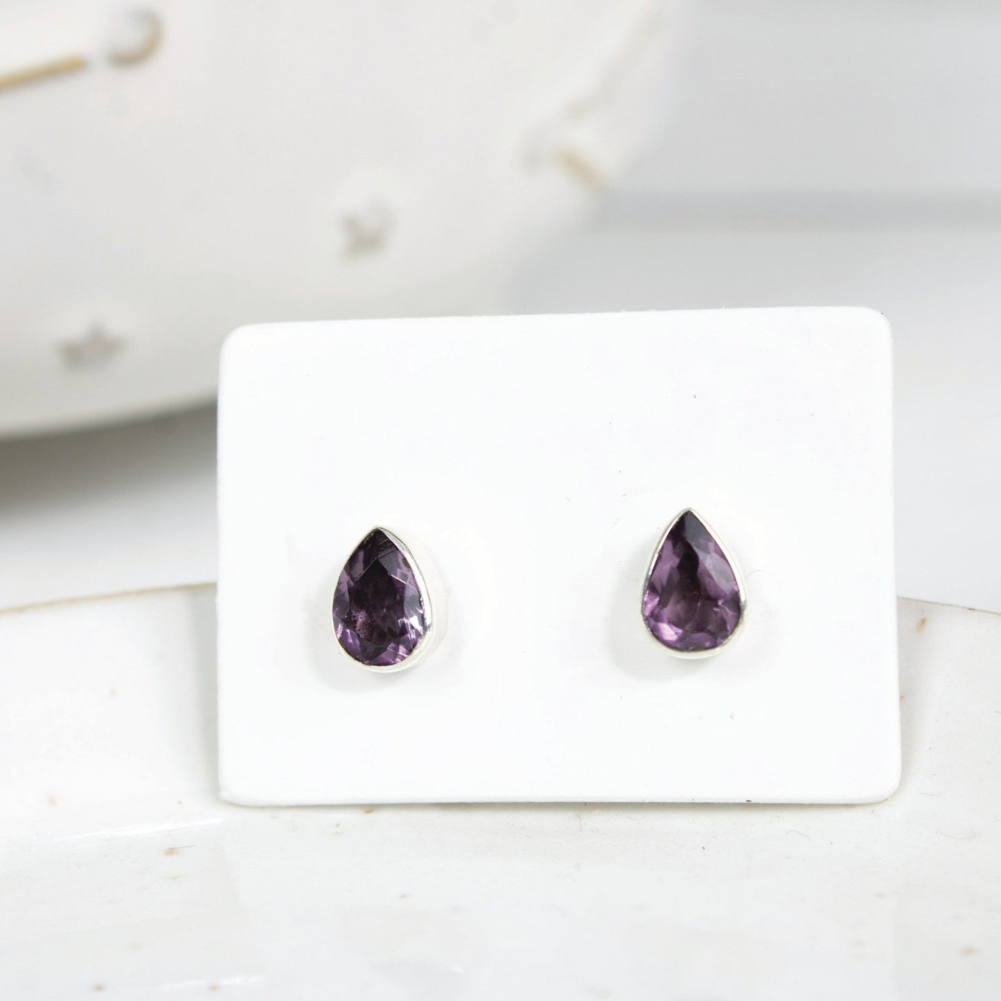 Teardrop Amethyst Stud Earrings | Love + Lark - Muse + Moonstone