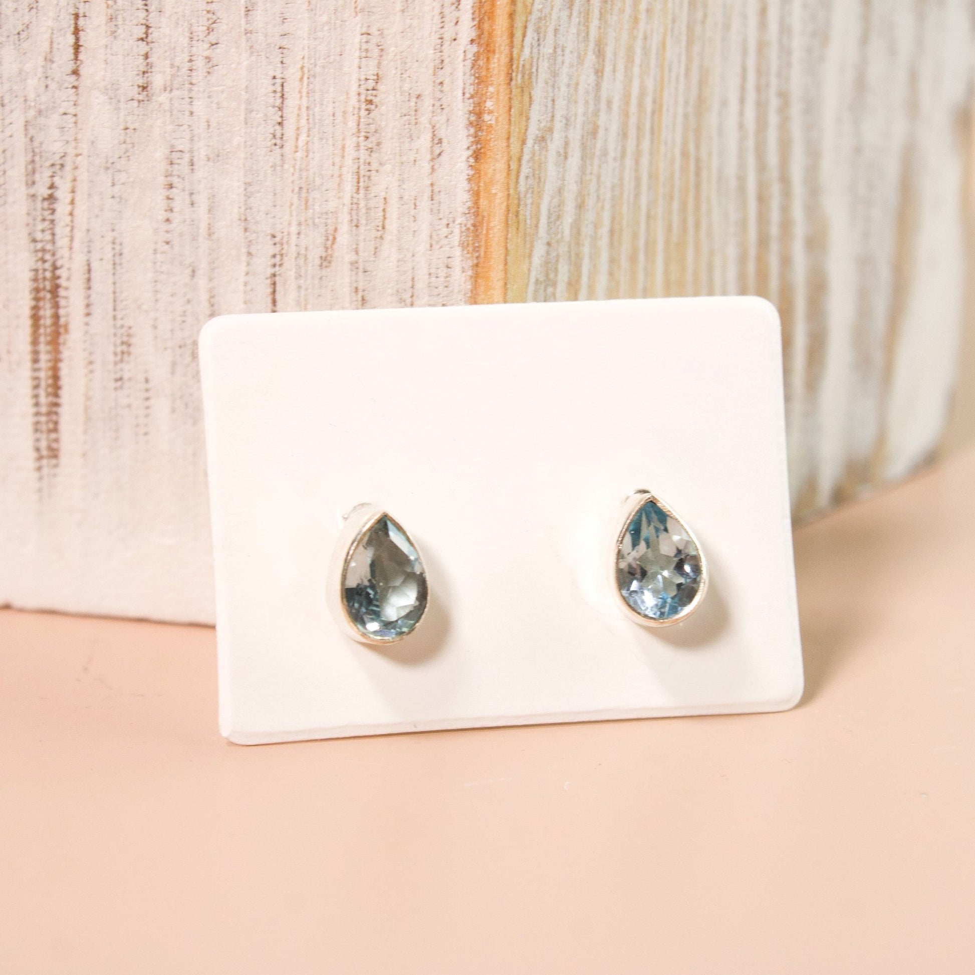 Teardrop Blue Topaz Stud Earrings | Love + Lark - Muse + Moonstone