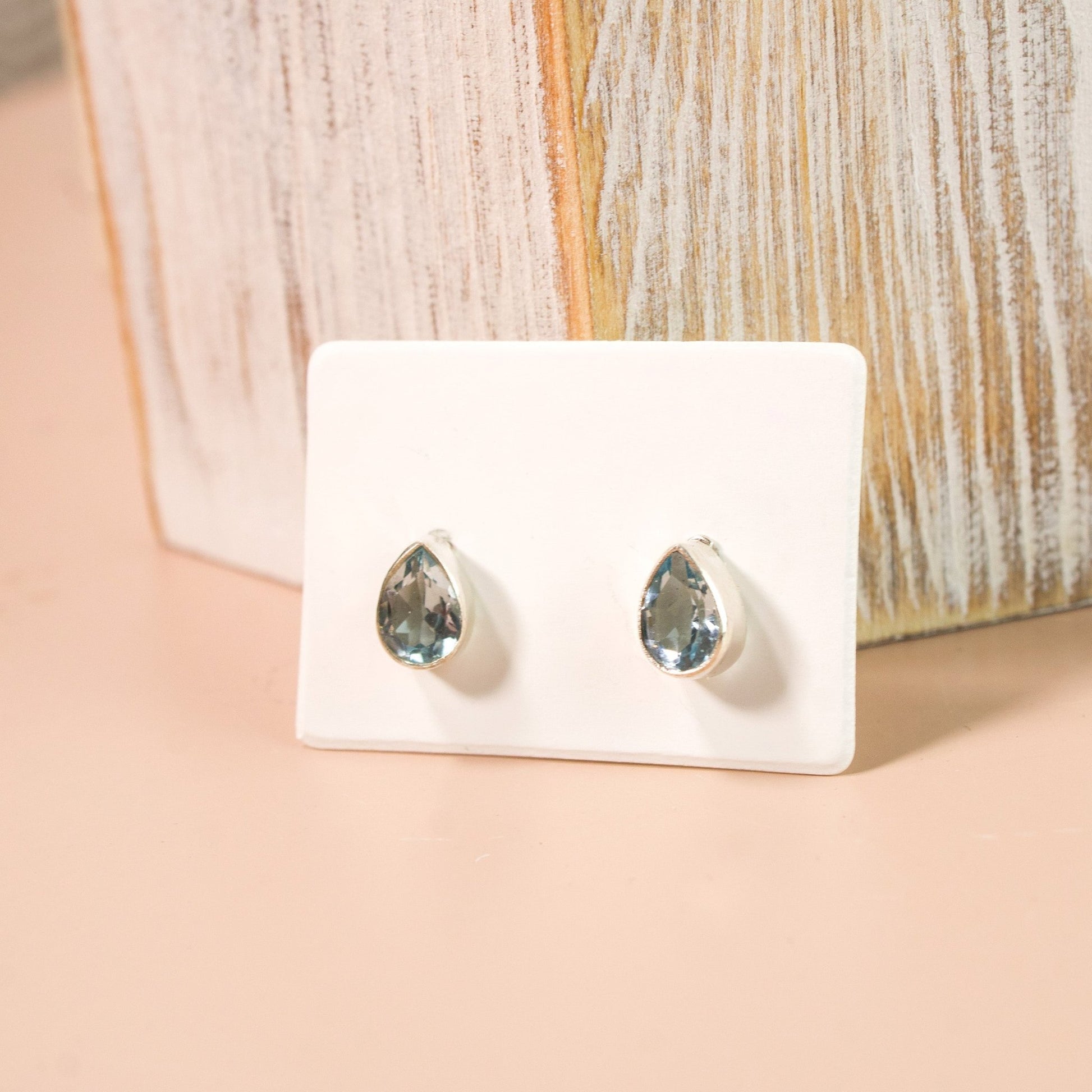 Teardrop Blue Topaz Stud Earrings | Love + Lark - Muse + Moonstone