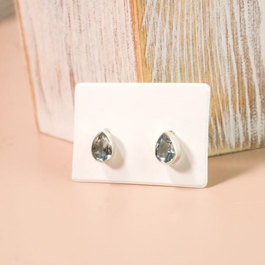 Teardrop Blue Topaz Stud Earrings | Love + Lark - Muse + Moonstone