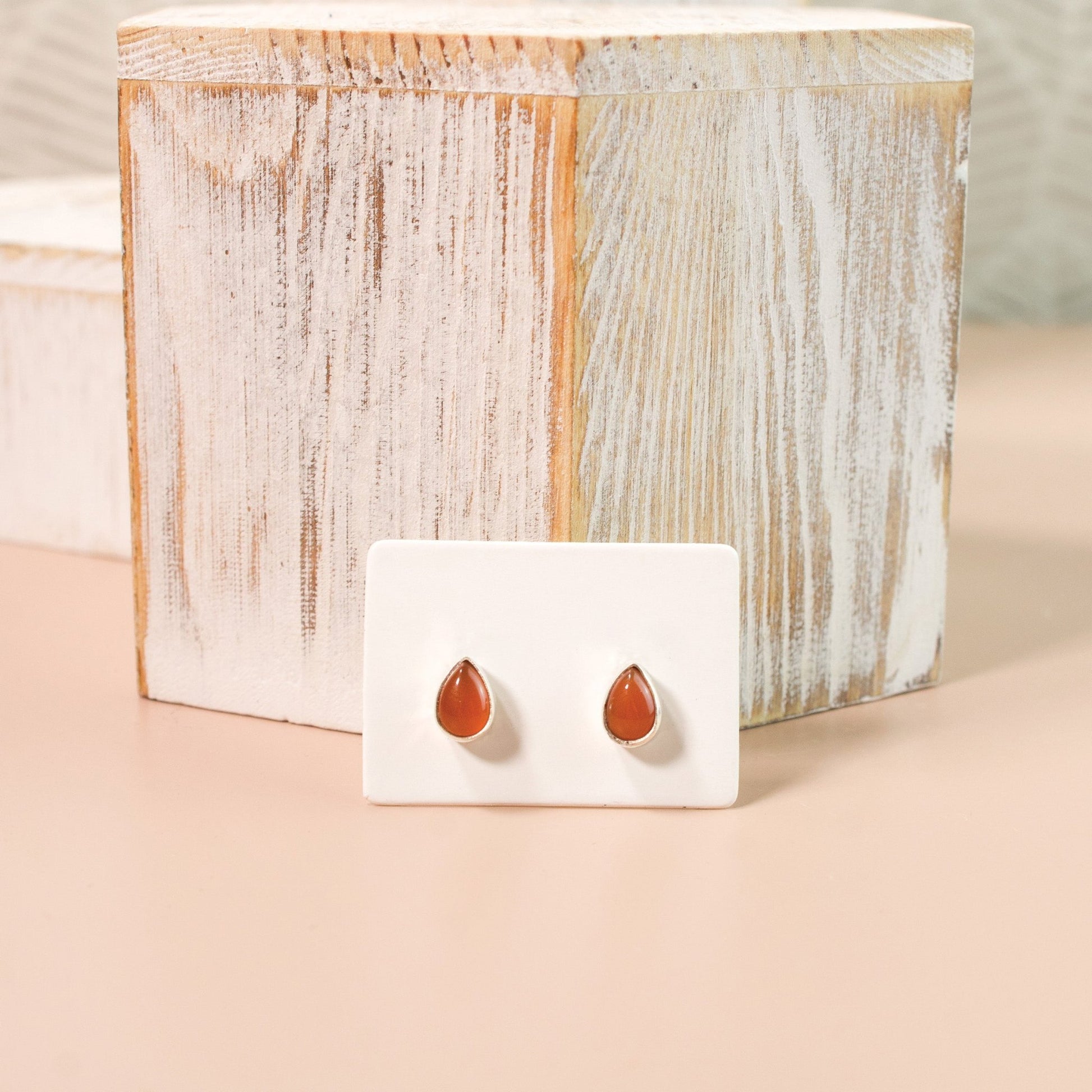 Teardrop Carnelian Stud Earrings | Love + Lark - Muse + Moonstone