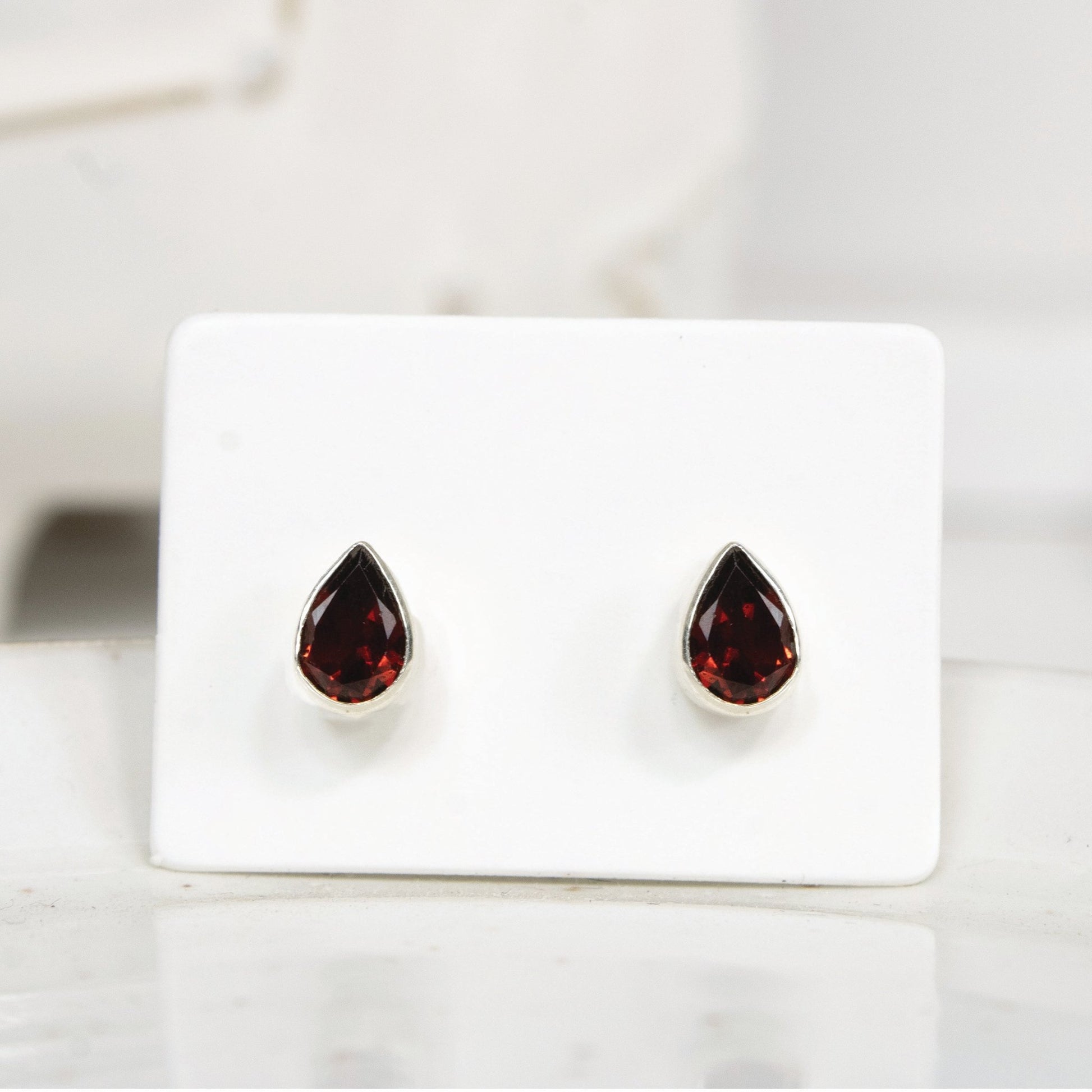 Teardrop Garnet Stud Earrings | Love + Lark - Muse + Moonstone