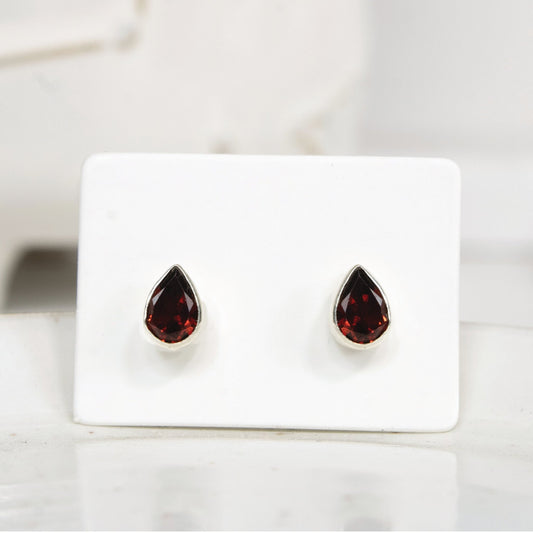 Teardrop Garnet Stud Earrings | Love + Lark - Muse + Moonstone