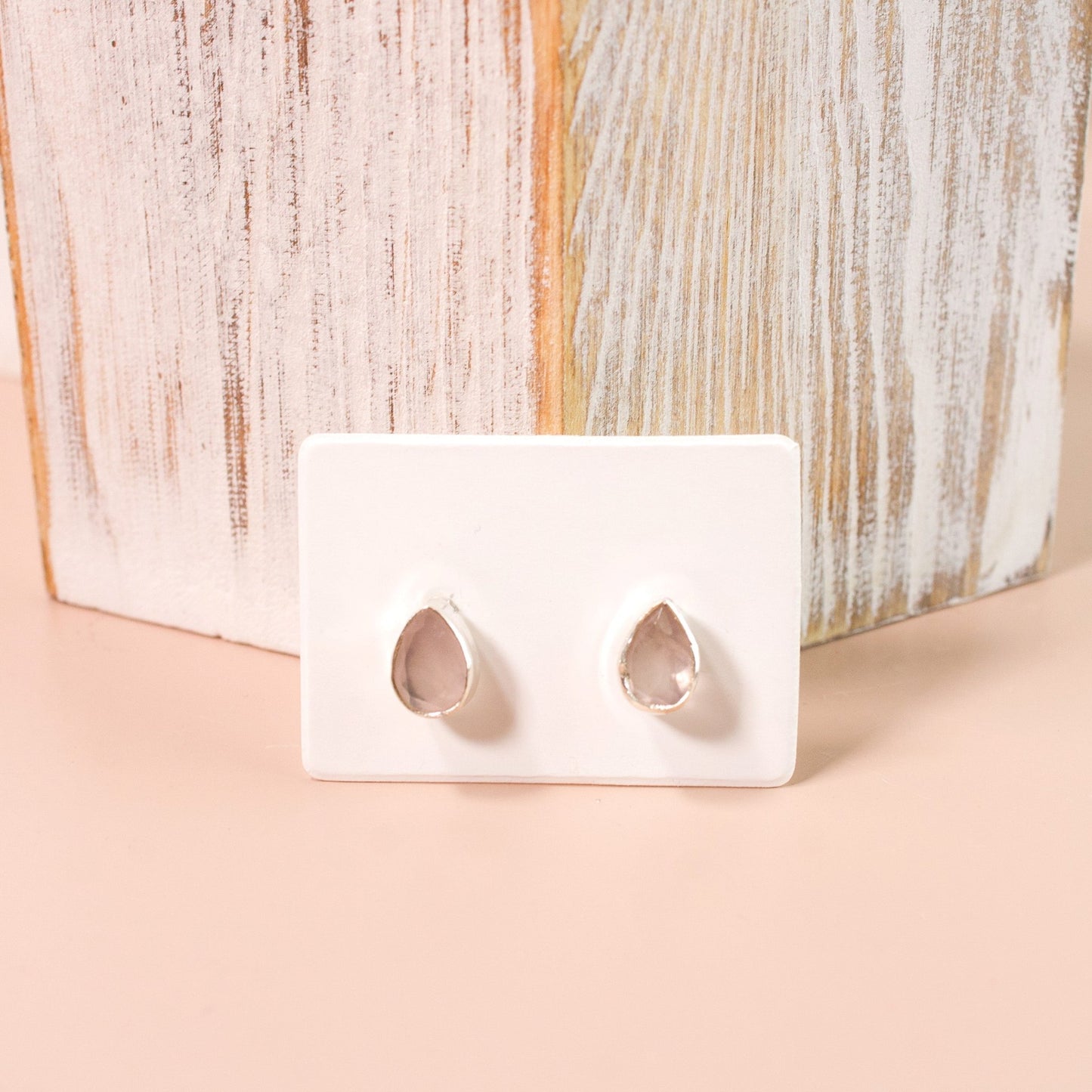 Teardrop Rose Quartz Stud Earrings | Love + Lark - Muse + Moonstone