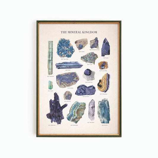 Vintage Blue Crystals & Minerals Poster Print - Muse + Moonstone