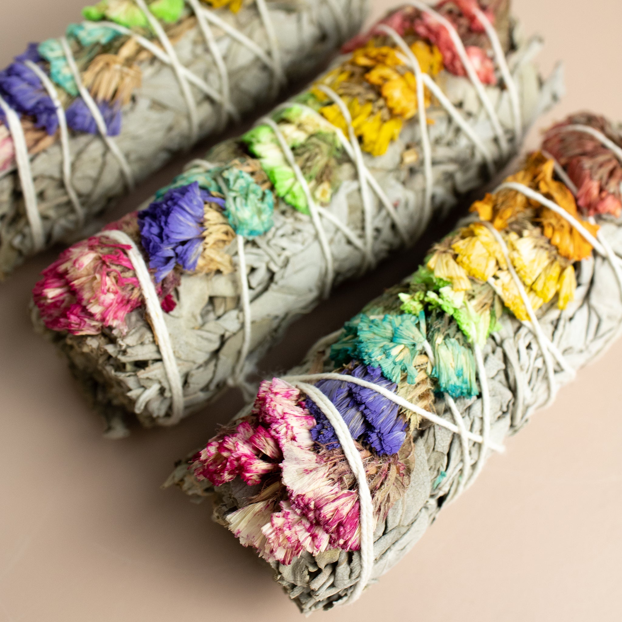 Sage + Chakra Flowers Smudge Stick - 4